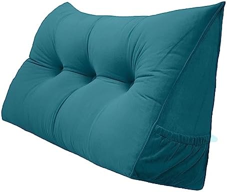  Peachwell Triangular Reading Bed Rest Pillow Large Bolster Cushion Headboard Backrest Wedge Pillow With Removable Cover And Two Large Side Pockets (Chalk Grey, Twin: 39 X 8 X 20 Inches)