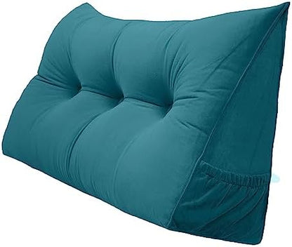  Peachwell Triangular Reading Bed Rest Pillow Large Bolster Cushion Headboard Backrest Wedge Pillow With Removable Cover And Two Large Side Pockets (Chalk Grey, Twin: 39 X 8 X 20 Inches)