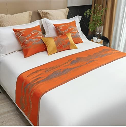  QFWMCW Luxury Bed Runner Bed Runners For King Size Bed Bedding Runner Bed Scarf Home Decorative Bed End Scarf For Hotel Wedding Room Home Guestroom, Gray, King 19.7x95.4in