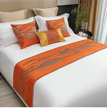  QFWMCW Luxury Bed Runner Bed Runners For King Size Bed Bedding Runner Bed Scarf Home Decorative Bed End Scarf For Hotel Wedding Room Home Guestroom, Gray, King 19.7x95.4in