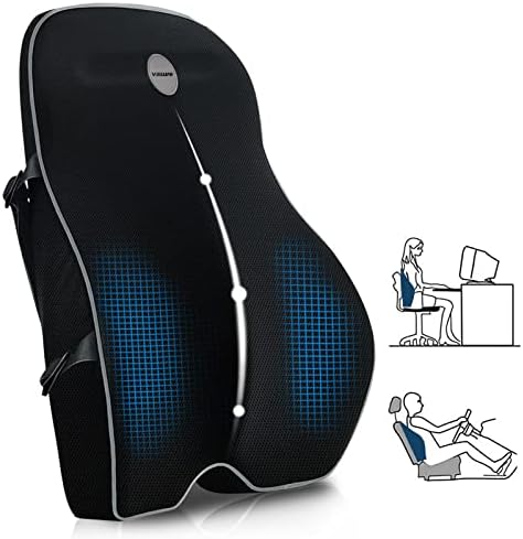  Villsure Lumbar Support Pillow Back Cushion For Office Chair,Car,Computer,Recliner Memory Foam Ergonomic Orthopedic Backrest Back Support For Back Pain Relief,3D Mesh Cover Double Adjustable Straps