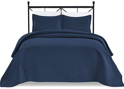  Basic Choice 3-Piece Light Weight Oversize Quilted Bedspread Coverlet Set - Black, King / California King