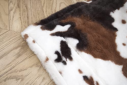  Faux Cowhide Throw Blanket (4.2 X 5.3 Ft) - Plush And Cozy Cow Print