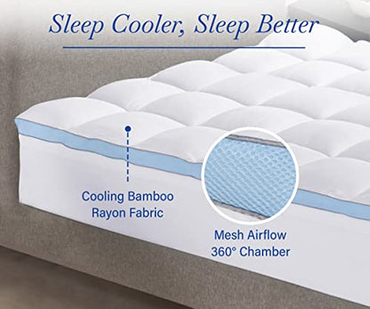  Extra Thick Twin XL Mattress Topper, Plush Pillow Top Mattress Topper For Extra Long Bed, Very Thick Mattress Pad Cover