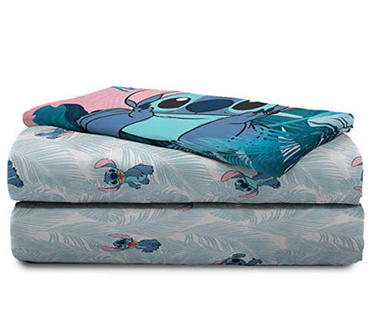  Jay Franco Disney Lilo & Stitch Floral Fun Twin Sheet Set - 3 Piece Set Super Soft And Cozy Kid’s Bedding - Fade Resistant Microfiber Sheets (Official Disney Product)