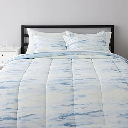  Amazon Basics 8-Piece Ultra-Soft Microfiber Bed-In-A-Bag Comforter Bedding Set - Full/Queen, Grey Chinoiserie