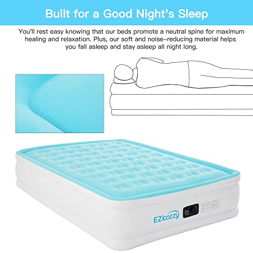  Air Mattress With Built-in Pump Raised Single Inflatable Bed-Puncture Resistant Airbed With Waterproof Flocked Top, Home & Portable Trave - Easy To Inflate/Quick Set UP (Twin)