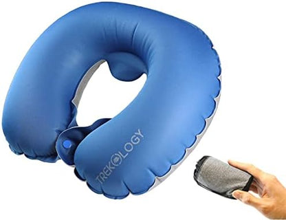  TREKOLOGY Inflatable Neck Pillow For Travel - Ultimate Comfort And Support For Airplanes, Cars, And More - Ergonomic Design For Restful Sleep And Neck Relief - Essential Travel Accessory