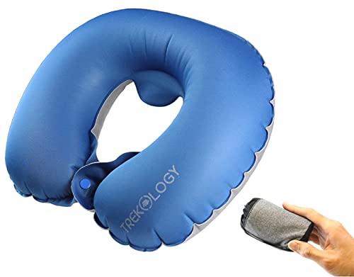  TREKOLOGY Inflatable Neck Pillow For Travel - Ultimate Comfort And Support For Airplanes, Cars, And More - Ergonomic Design For Restful Sleep And Neck Relief - Essential Travel Accessory