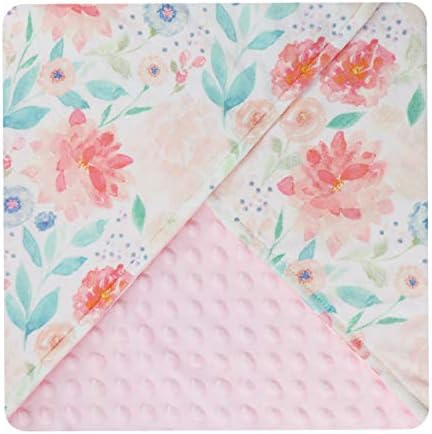  Giggle Angel Baby Plush Minky Blanket Double Layer With Dotted Backing For Baby Girl Or Baby Boy (Water Floral Pattern)