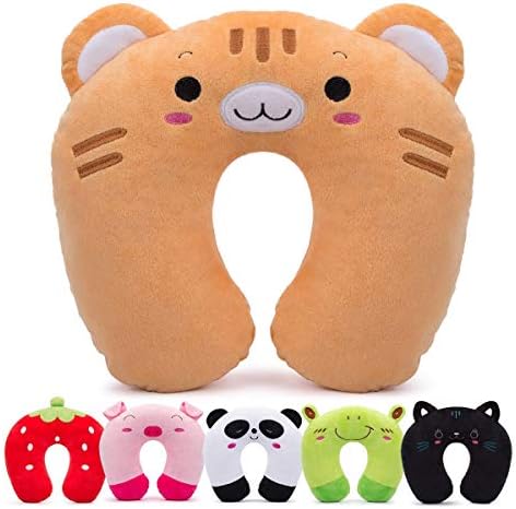 H HOMEWINS Travel Pillow For Kids Toddlers - Soft Neck Head Chin Support Pillow,Cute Animal In Any Sitting Position For Airplane,Car,Train,Machine Washable,Children Gifts (Green Dinosaur)
