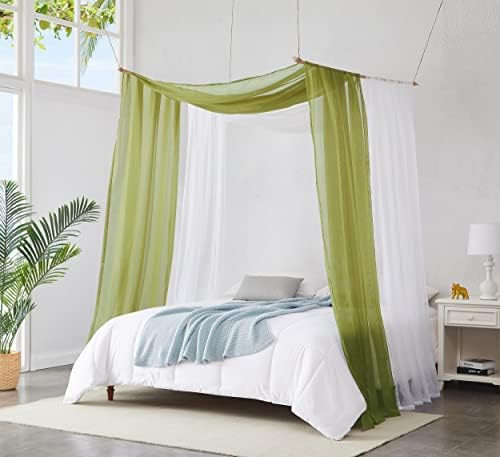  Set Of 2 White & White Canopy Bed Curtains In 55 X 104 Inch Size. 2 Twin Bed Canopy Curtains Can Be Turned Into Kids Bed Tent Or Bed Canopy For Girls. BE White & White 104"