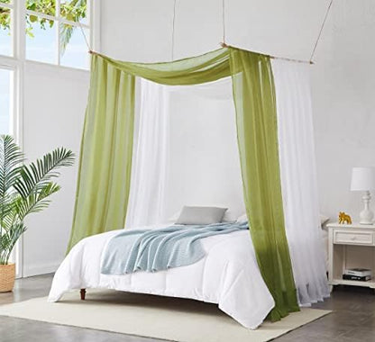  Set Of 2 White & White Canopy Bed Curtains In 55 X 104 Inch Size. 2 Twin Bed Canopy Curtains Can Be Turned Into Kids Bed Tent Or Bed Canopy For Girls. BE White & White 104"