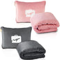  EverSnug Travel Blanket And Pillow Value Bundle - 2 In 1 Airplane Blanket With Soft Bag Pillowcase, Hand Luggage Sleeve And Backpack Clip | Color Includes Pink & Grey