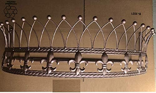  Rose Metal Wall Teester Bed Crown Canopy - Antique Crown Wall Decor With Built-in Rods & Hardware - For Over Beds Or Windows - Drapery Panels Not Included - White (24.75" Wx16.75 Dx11 H)