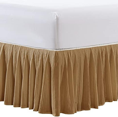  Microfiber Pleated Bedskirt, Stylish Design Wrap Around Solid Microfiber With 18" Drop, Gathered Ruffled Bedding Home Decoration, King, Birdsong Coral (78" X 80" + 18")