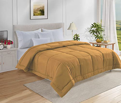  LANE LINEN Queen Comforter Duvet Insert - Quilted Bedding Comforters For Queen Bed, All-Season Down Alternative Comforter, Soft Blanket Queen Size, Hotel Collection Comforter, 88 X 90 Inches - Ochre