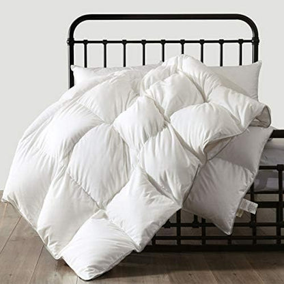 APSMILE Luxurious King Goose Feathers Down Comforter, Ultra-Soft Pima Cotton Goose Down Duvet, 39oz Hotel Collection Down Comforter Medium Warmth All Season Fluffy Duvet Insert (106x90, White)