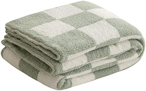  Throw Blanket With Checkerboard Plaid- Cozy Breathable All Seasons Soft Checkered Blanket Gingham Home Decor For Couch And Bed -Throw Size 51"x63",Light Khaki