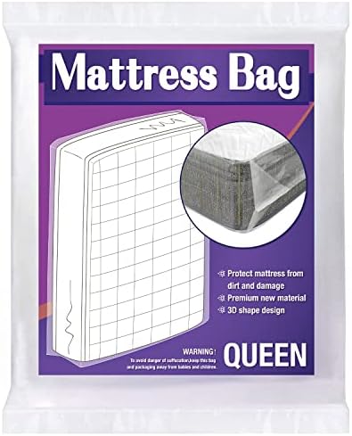  Queen Mattress Bag For Moving Storage, 4 Mil Heavy Duty Mattress Cover, Thick And Tear Resistant (Queen)