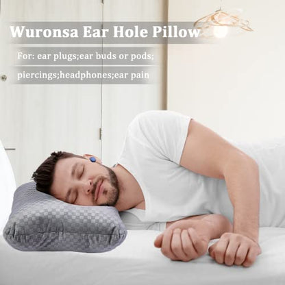 Wuronsa Ear Pillow With Ear Hole For CNH And Sore Ear Pain Ear Inflammation Pressure Sores, Ear Piercing Pillow For Side Sleepers Ear Guard Pillow|Support Earplugs For Sleep (Light Grey)