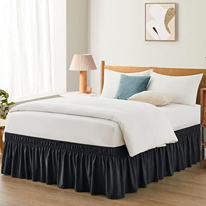  Teal Adjustable Bed Skirt For Full & Queen Size Bed - With 14 Inch Tailored Drop, Wrap Around Bed Skirts With Adjustable Elastic Belt For Easy Fitting - Wrinkle & Fade Resistant