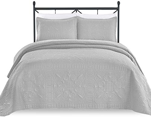  Luxe Bedding 3-Piece Oversized Quilted Bedspread Coverlet Set (King/Calking, WAVA/Navy)
