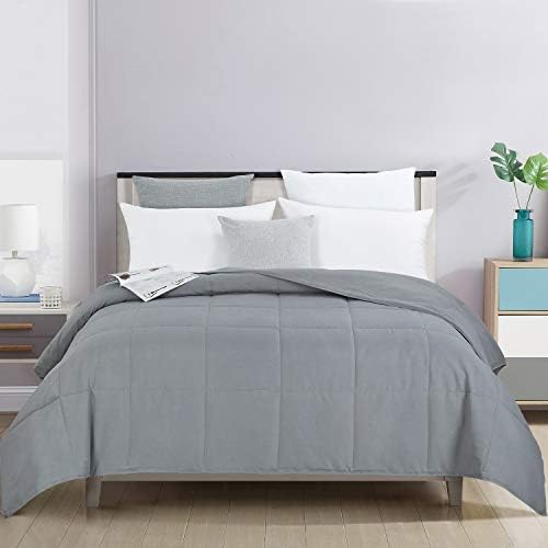  HOMBYS Down Alternative Blanket Queen Size 90" X 90", Lightweight Quilted Bed Blanket With 8 Corner Tabs,White Reversible Soft Microfiber Quilted Blanket For All Season