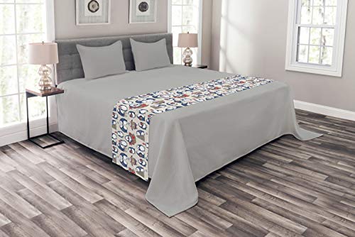  Ambesonne Christmas Bed Runner, Sketchy Hand Drawn Grunge Penguins With Boxes Stars Celebration Theme, Decorative Accent Bedding Scarf For Hotels Homes And Guestrooms, Navy Blue White Umber