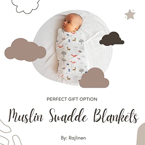  100% Muslin Swaddle Blankets,Baby Swaddling Blankets For New Born, Baby Receiving Blankets Unisex, Soft, Warm And Cosy Baby Blankets Pack Of 4, Size 47 X 47 Inches,Gift For New Mom Jungle Jam