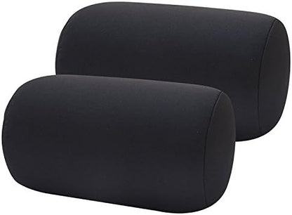  Bookishbunny 2pcs Micro Bead Roll Pillow Cushion For Bed Back Neck Head Body Support, 13" X 7", Various Designs (Dark Gray)