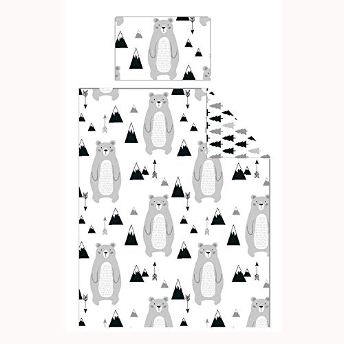  Scandi Bear Junior Toddler Duvet Cover And Pillowcase Set