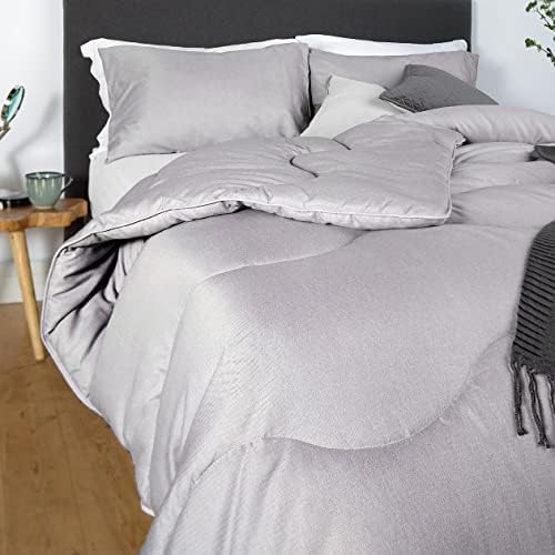  - All-in-One Comforter - All Season - Queen - Herringbone Collection - Luxury Bedding - Machine Washable - Hypoallergenic - Storm Gray