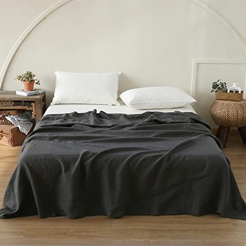  Simple&Opulence French Linen Flat Sheet With Embroidered Border-100% Stone Washed Flax Bedding,Queen Size(90''x102'') Ultra Soft,Breathable Flat Top Sheet-1 Piece Bed Flat Sheet Only(Linen)