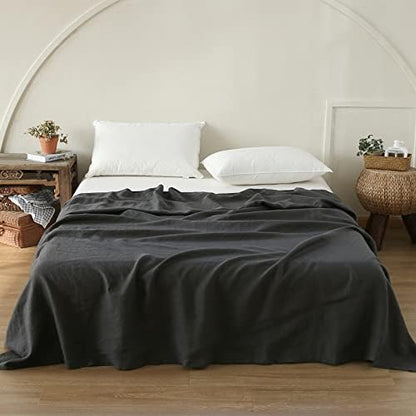  Simple&Opulence French Linen Flat Sheet With Embroidered Border-100% Stone Washed Flax Bedding,Queen Size(90''x102'') Ultra Soft,Breathable Flat Top Sheet-1 Piece Bed Flat Sheet Only(Linen)