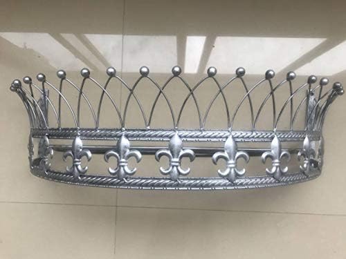  Rose Metal Wall Teester Bed Crown Canopy - Antique Crown Wall Decor With Built-in Rods & Hardware - For Over Beds Or Windows - Drapery Panels Not Included - White (24.75" Wx16.75 Dx11 H)