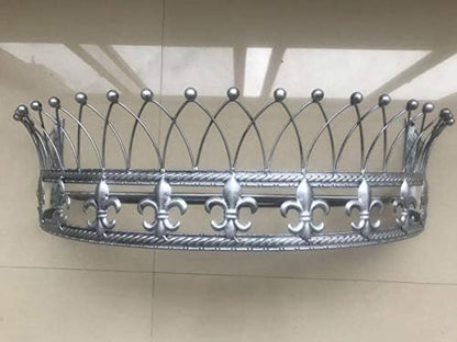  Rose Metal Wall Teester Bed Crown Canopy - Antique Crown Wall Decor With Built-in Rods & Hardware - For Over Beds Or Windows - Drapery Panels Not Included - White (24.75" Wx16.75 Dx11 H)
