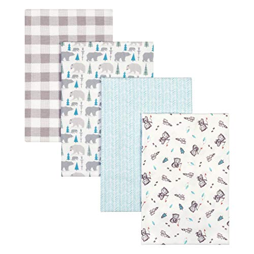  Bear 4 Pack Flannel Blankets, Grey