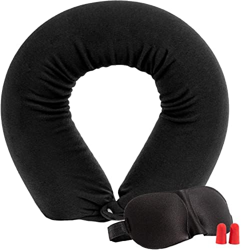  Lusso Gear Twist Memory Foam Travel Pillow -Neck, Lumbar & Leg Support - Adjustable Pillow For Plane, Car, Home - Machine Washable/Dryer Safe Cover - Attaches To Luggage - Ear Plugs, Eye Mask (Gray)