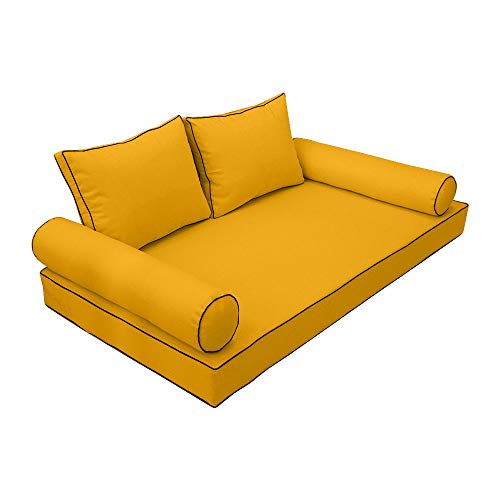  |SLIPCOVER ONLY|S1 Outdoor Daybed Mattress Bolster Backrest Cushion Covers Contrast Trim Twin AD108