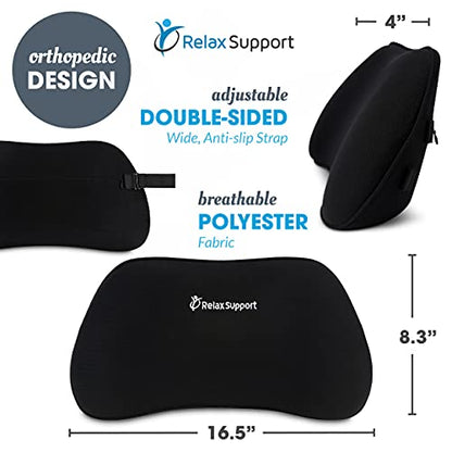  Soft Lumbar Support Pillow - Office Chair Back Support - Chair Cushion For Back Pain Uses ArcContour Special Patented Technology Has Unique Lateral Convex Shape For A Pain Free Back