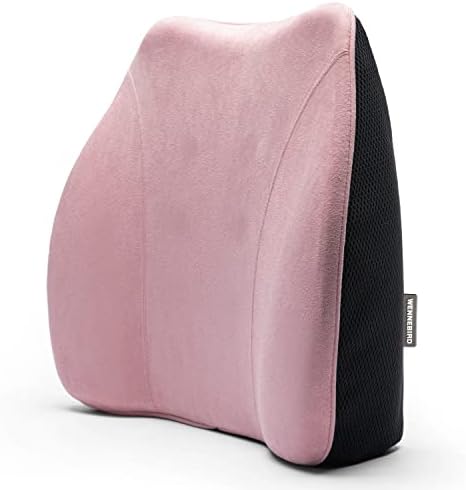  WENNEBIRD Model Q Lumbar Support Pillow - Patented Ergonomic Back Support For Lower Back Pain Relief For Office Chair, Car, Sofa, Plane, Couch, Recliner - Pink