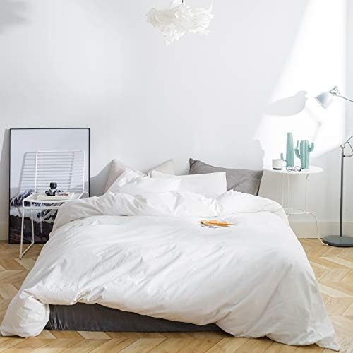  Light Blue Duvet Cover Queen Size 100% Washed Cotton Blue Duvet Cover 3 Pieces Set 1 Pale Blue Duvet Cover With Zipper Ties 2 Pillowcases Luxury Soft Baby Blue Bedding Set Durable Comfortable
