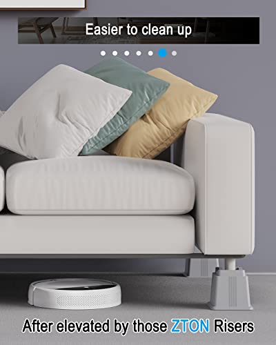 ZTON Bed Furniture Risers Elevation In Height 3" Heavy Duty Risers For Both Posts And Wheels Of Furniture Sofa Bed Couch Chair Table,Support Up To 3000 Lbs.(6 Pack,Grey)