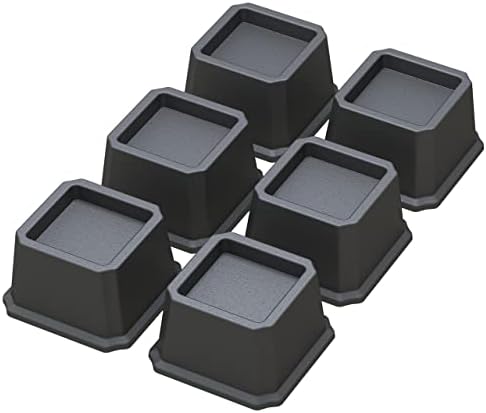  Whynonap Bed Risers 2 Inch Heavy Duty Bed Elevators, Set Of 6 Lifts Up 2000 Lbs Furniture Riser For Sofa And Table, Black