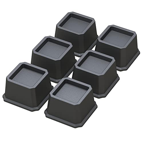  Whynonap Bed Risers 2 Inch Heavy Duty Bed Elevators, Set Of 6 Lifts Up 2000 Lbs Furniture Riser For Sofa And Table, Black