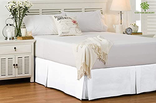  Bed Skirt Queen Size 100% Natural Cotton 800 Thread Count Premium Tailored Fit 1pc Bedskirt Queen Size 12" Drop Length White Solid