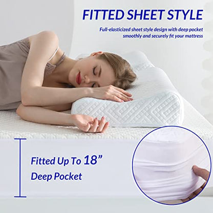  Queen Bed Size Waterproof Mattress Protector, Cooling Fitted Mattress Pad Cover, Up To 18'' Deep Pocket, With Breathable 3D Air Fabric
