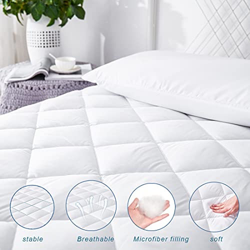 Uraclaire Mattress Pad With 8-21'' Deep Pocket,Cooling Mattress Topper Cover,Ultra Soft Quilted Fitted Breathable Fluffy Microfiber Mattress Protector(Queen)