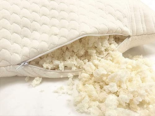  Organic Travel Pillow Shredded Latex With Premium Organic Cover Protector + 1 Organic Pillowcase (Non-Adjustable), For: Airplane, Car, Bus, Train, Camping & Business Travels